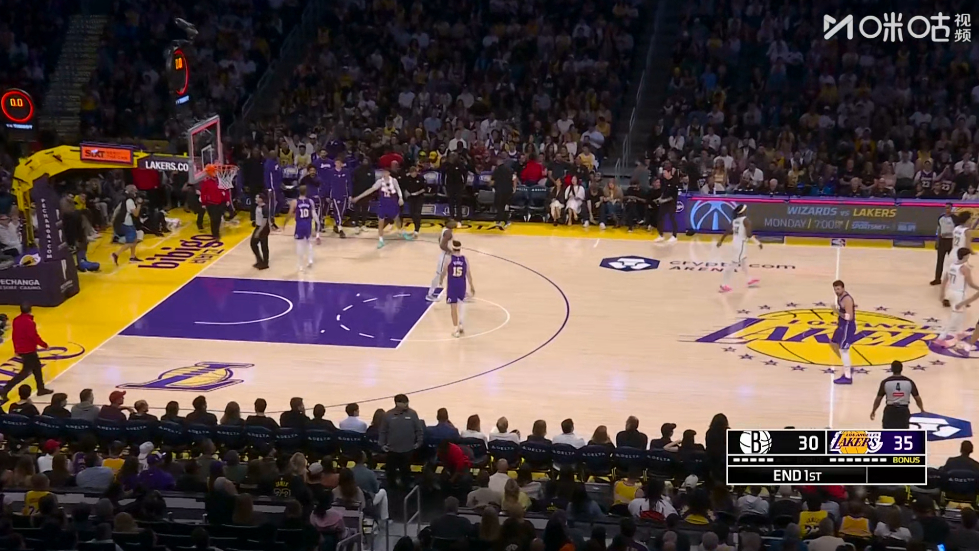 首节湖人35：30领先篮网五分，感觉如何？东契奇14分3篮板1助攻，詹姆斯7分1