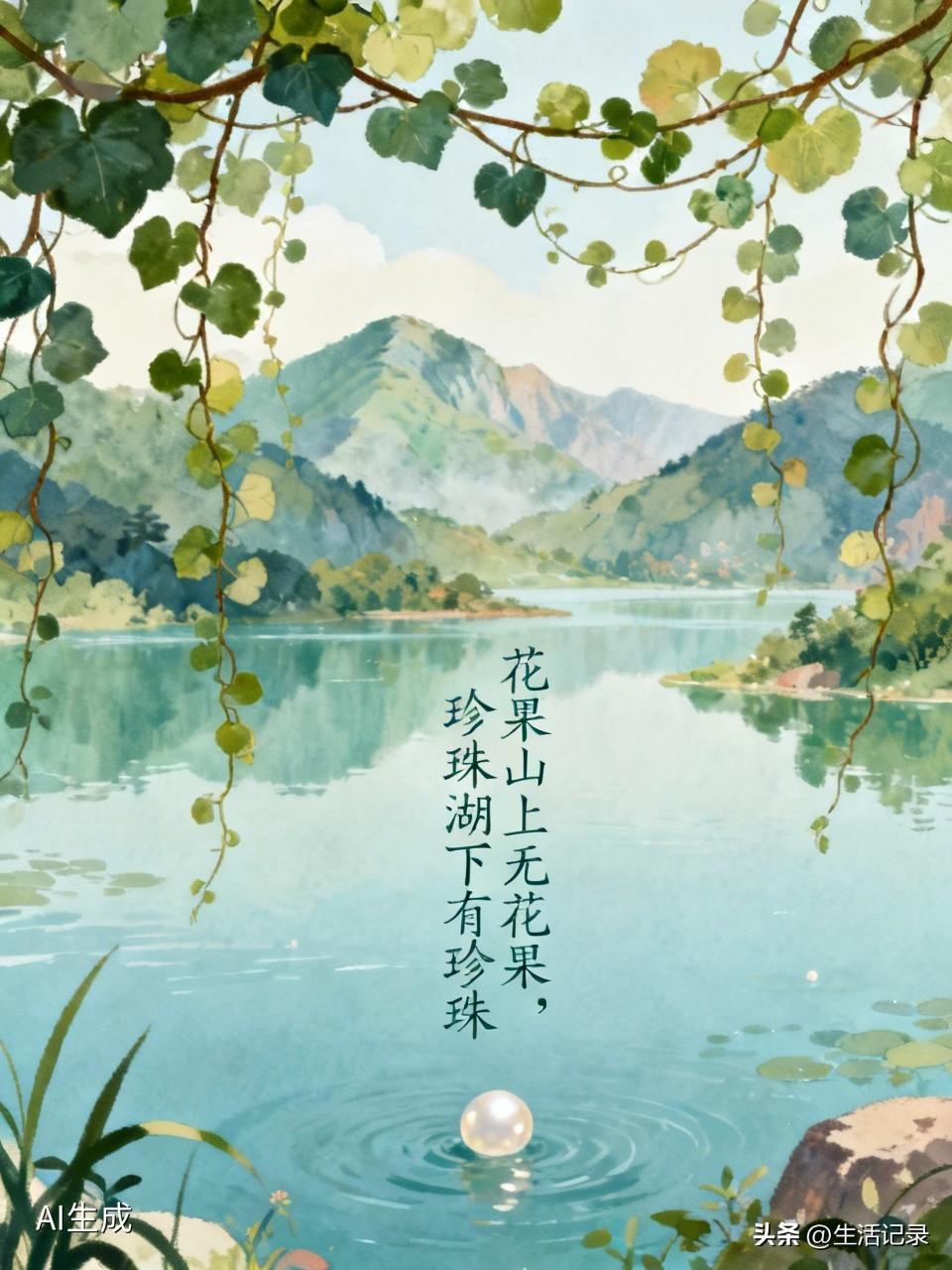 “花果山上无花果，珍珠湖下有珍珠”，这对子挺有意思。花果山本是《西游记》里孙悟空