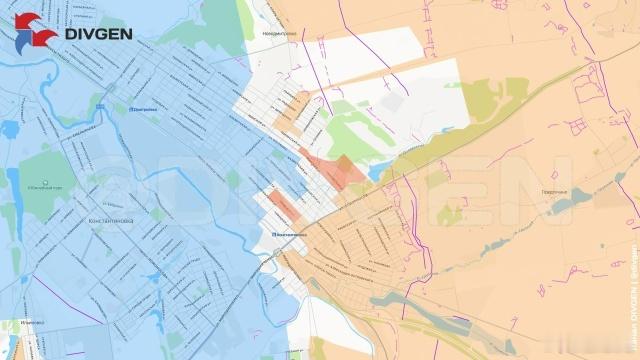 俄罗斯军队在康斯坦丁诺夫卡城区的推进 