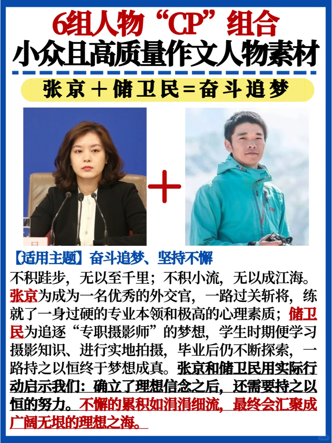 超好用❗6组小众人物组合✅高质量作文素材