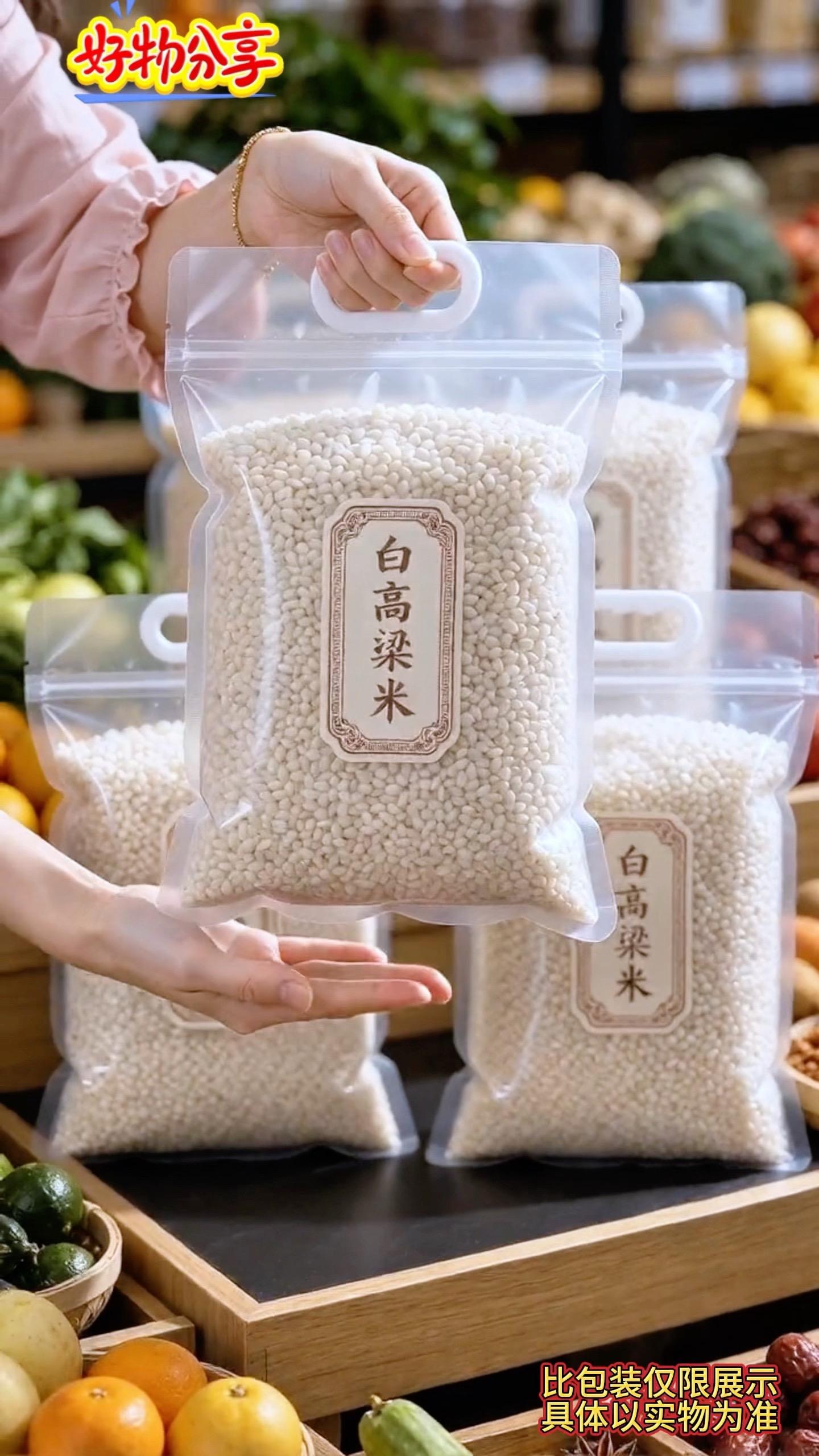 在找正宗白高粱米的看过，大家看这个颗粒，饱满透亮，新货品，不管是蒸饭...