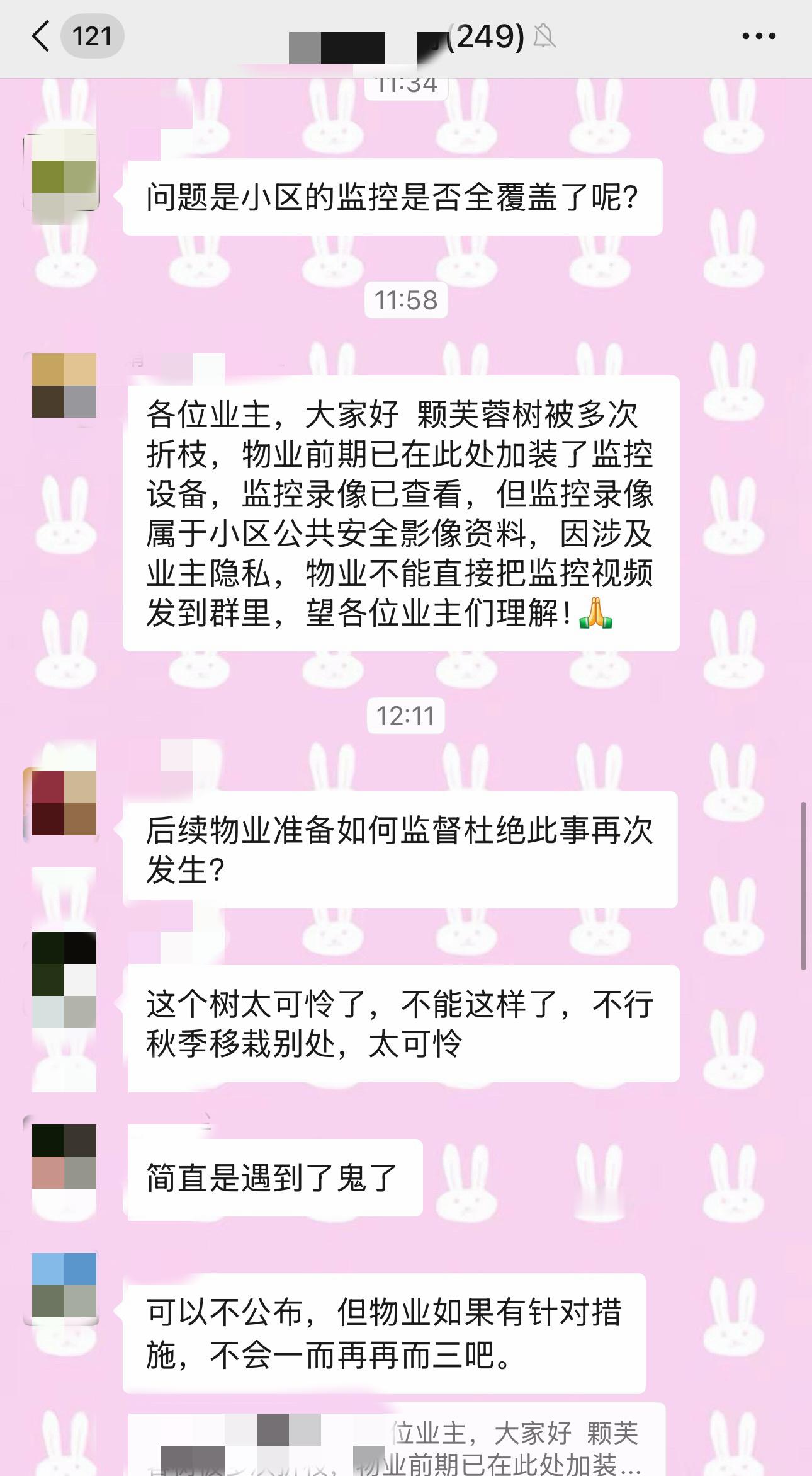 小区一棵芙蓉树几次被人为折枝，物业都报👮了，查了监控上门排查。我们小区绿化做得