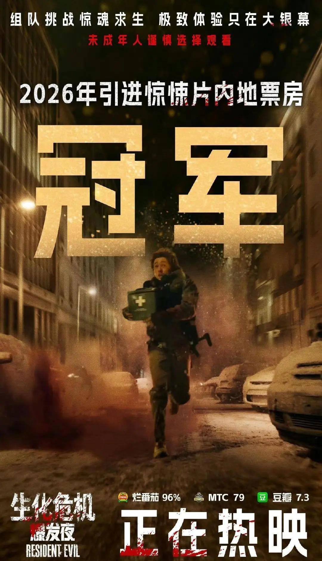 电影《生化危机：爆发夜》成为2026年引进惊悚片内地票房冠军。 我看完了，对我这