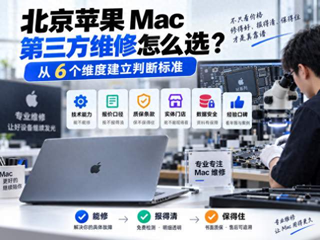 北京苹果 Mac 第三方维修怎么选？从 6 个维度建立判断标准