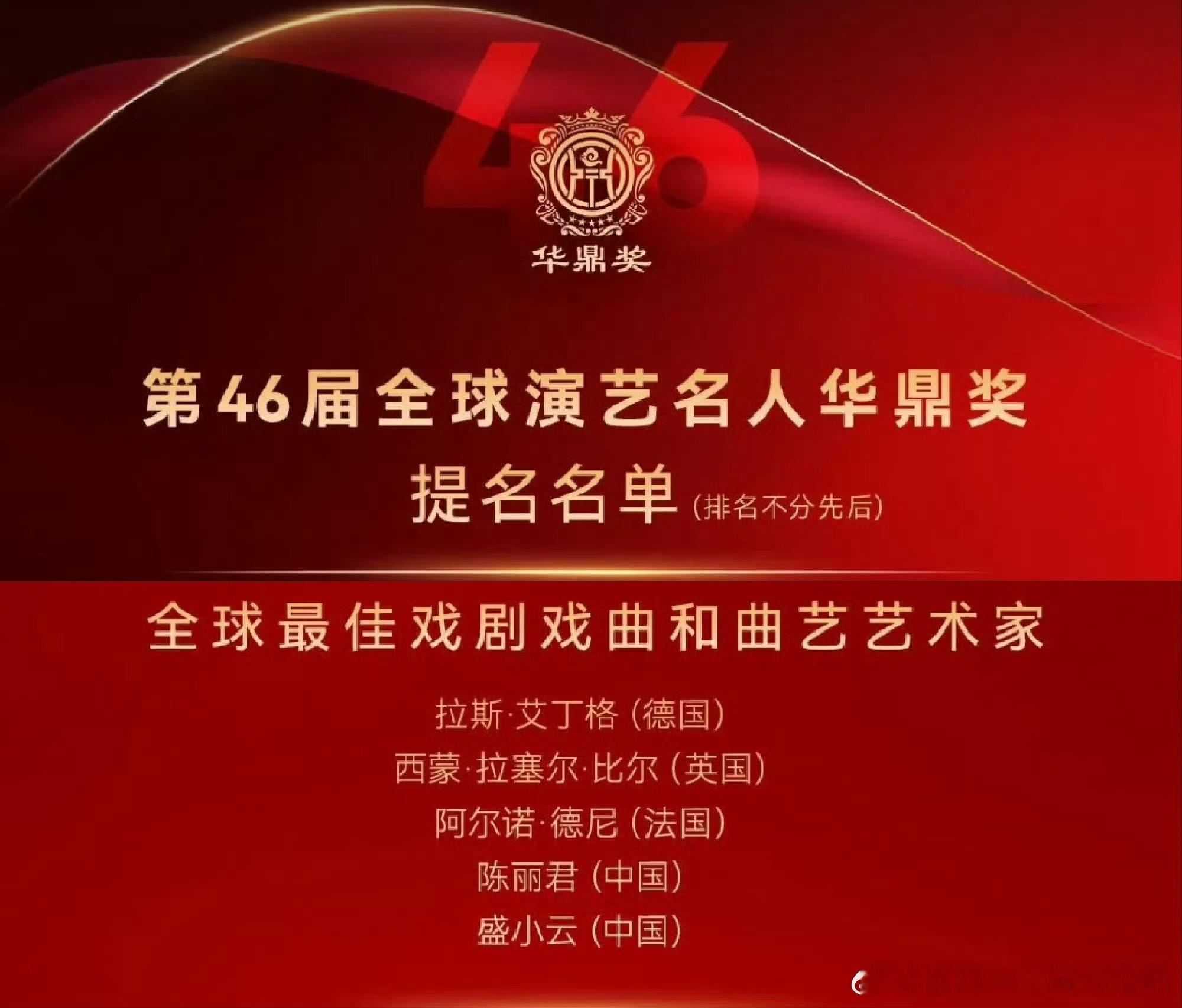 陈丽君拿下华鼎奖全球最佳戏剧戏曲和曲艺艺术家提名，恭喜恭喜🎉陈丽君[超话] ​