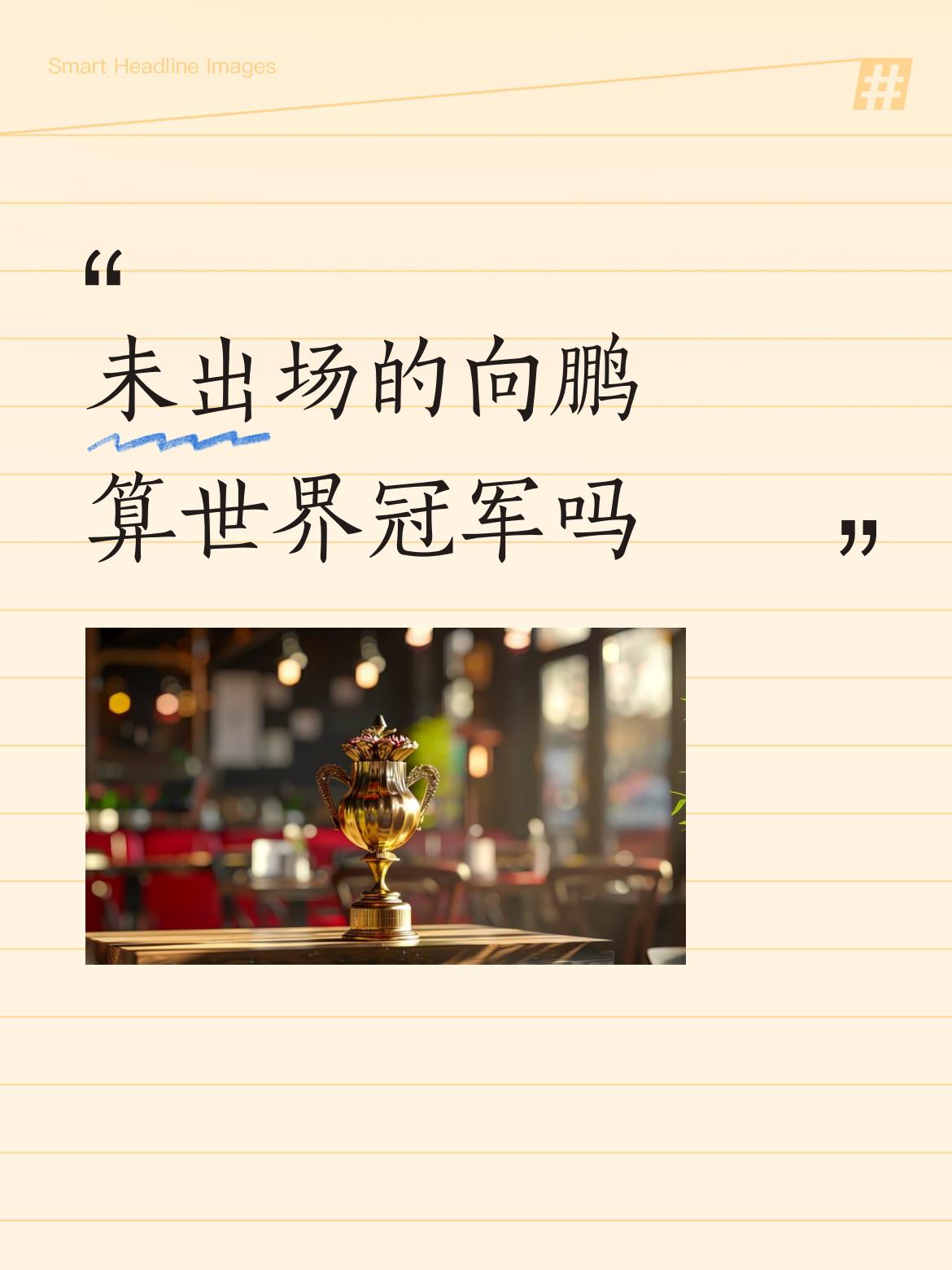 未出场的向鹏算世界冠军吗算，必须算的。向鹏也是凭实力靠队内选拔赛打出来的，这个冠