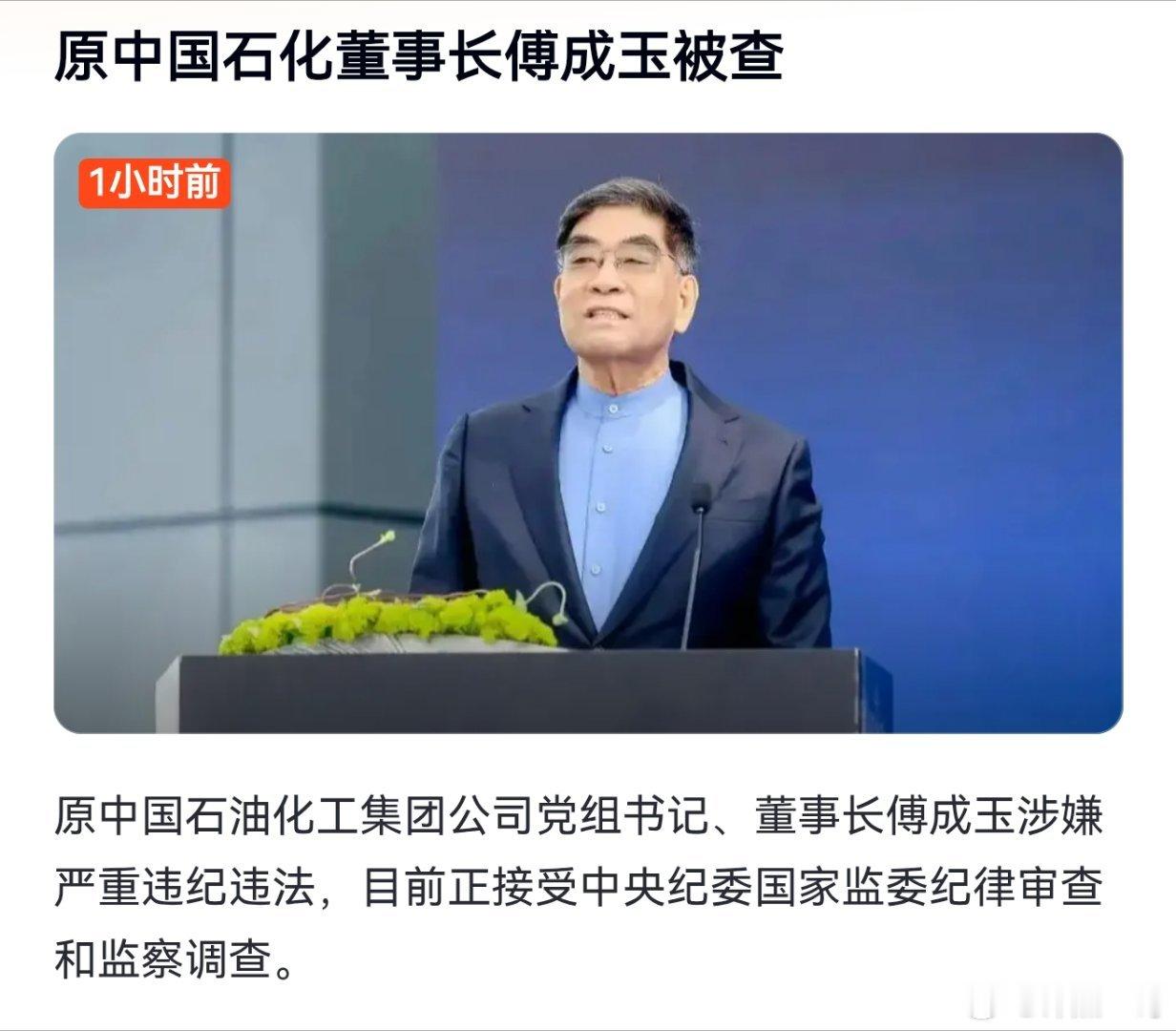 中石油原董事长傅成玉被查！一查一个准，没有一个冤枉的傅成玉被查 ​​​