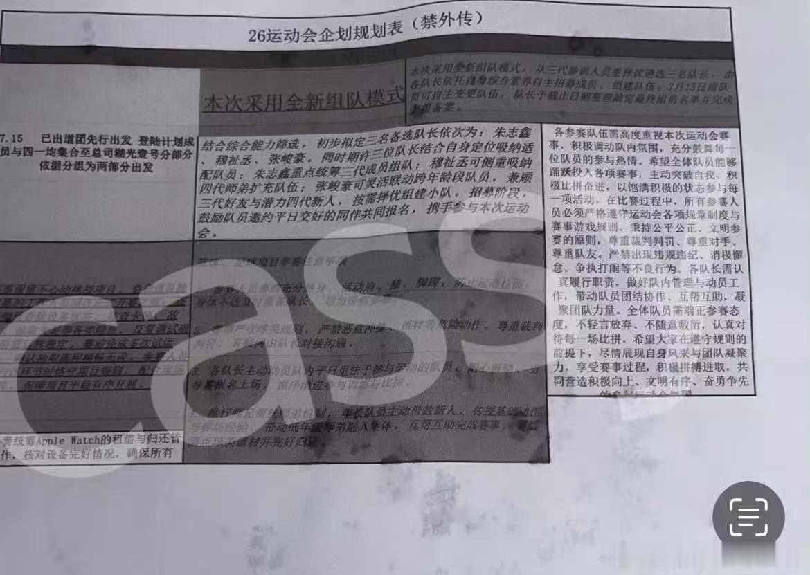 网传TF家族运动会规划表网传TF家族运动会流程多张网传规划截图在粉丝圈流转，细化