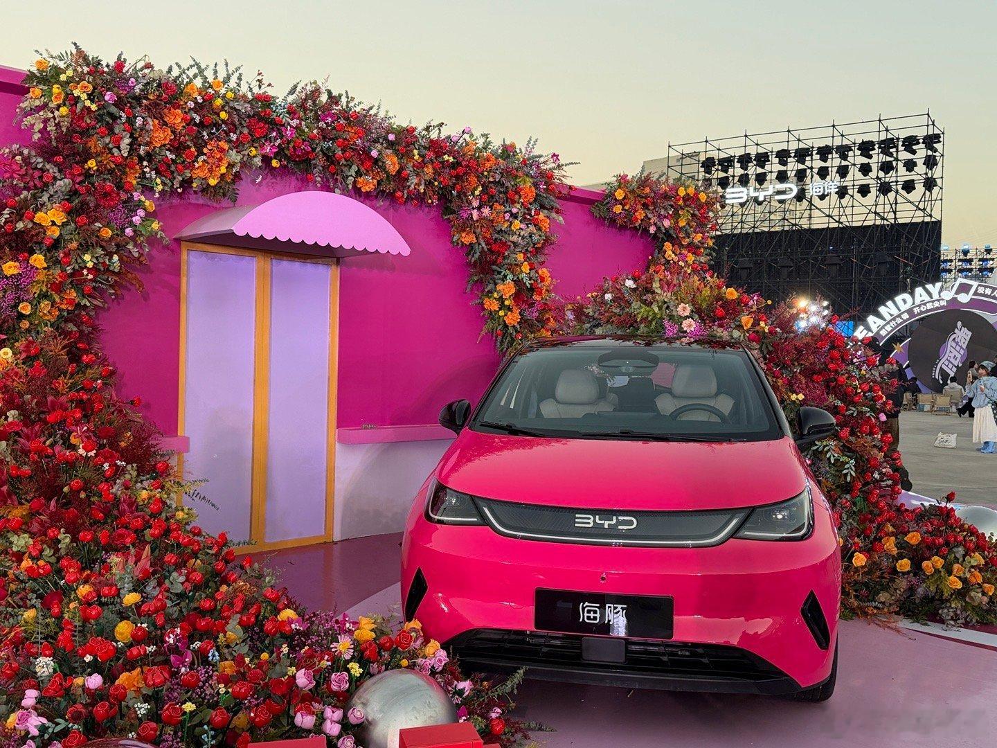 比亚迪海洋四周年用户盛典海洋日现场真的好多有意思的体验，五大IP的爆款车型，联名