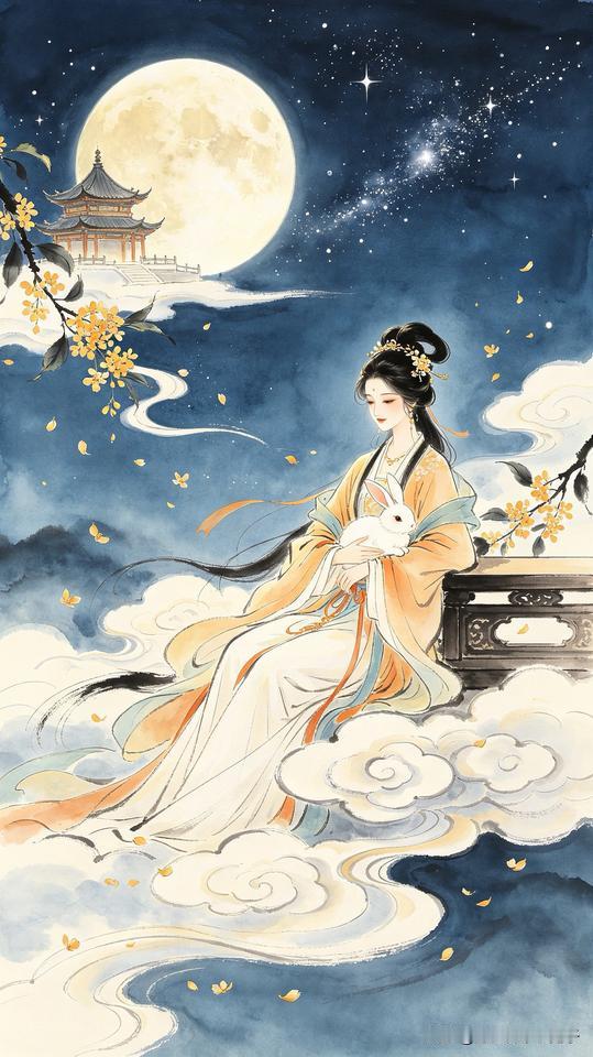 碧海青天夜夜心，
广寒宫阙冷霜侵。
应悔当年偷药事，
        
…………