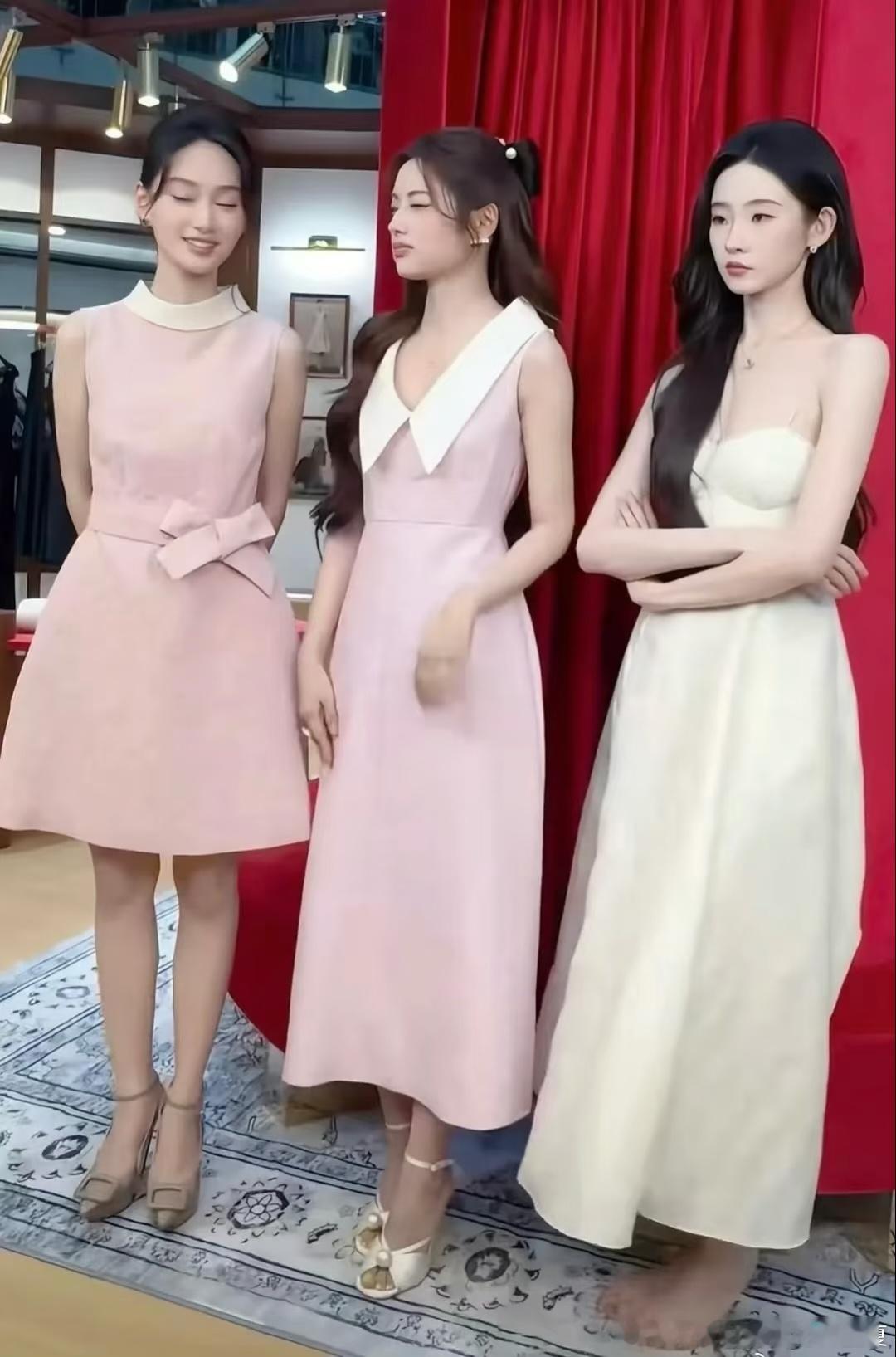 张艺凡光脚与徐若晗、夏梦合照时，看着还没她俩高，怎么第二张突然就高出一大截了？ 