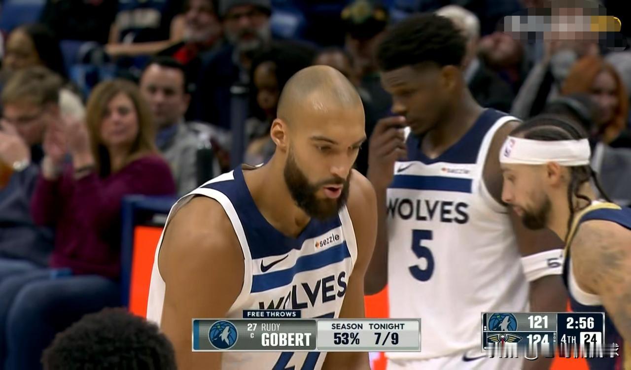 森林狼超级中锋戈贝尔真是予取予求！在今天森林狼客场以149：142击败鹈鹕的比赛