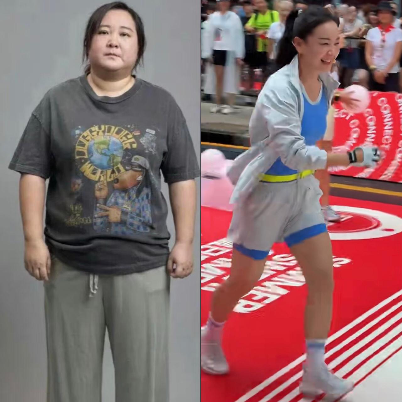 果然每个胖子都是潜力股，
看到贾玲现场的活动照片这真的是那个曾经210斤的胖子吗