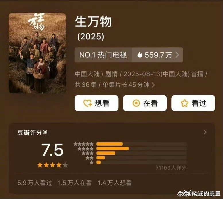 没上8不意外，但评价不错，我以为有7.7，7.8呢（不代表我觉得是八分剧，只是现