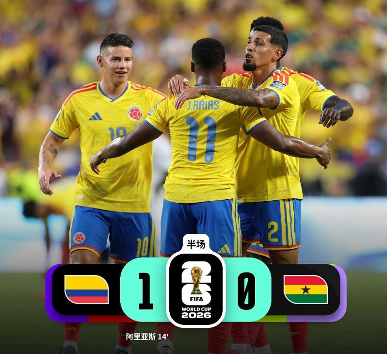 世界杯1/16决赛最后一场比赛，哥伦比亚1-0击败了加纳，搭上了16强的末班车，