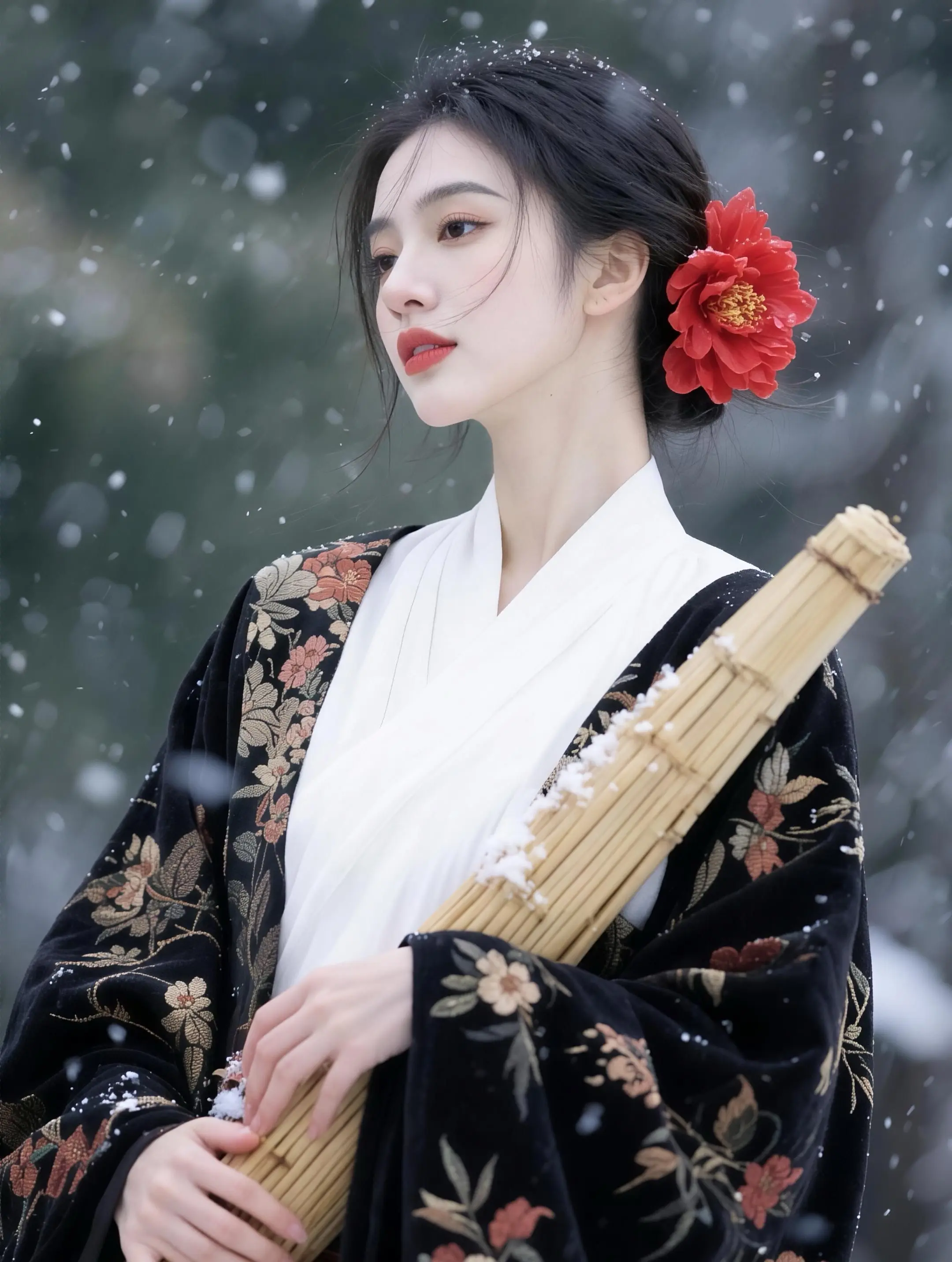 AI雪中持箫照 ai创作 AI创作特效 玩法合伙人计划 随变一拍都很夯