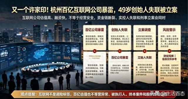又一个许家印！杭州百亿互联网公司暴雷，49岁创始人失联被立案