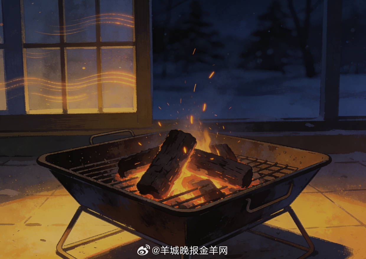 #晚安# 炭火烤盆暖了周遭，火星轻跳揉碎寒夜，晚风绕窗也带了暖意，把疲惫都融在温