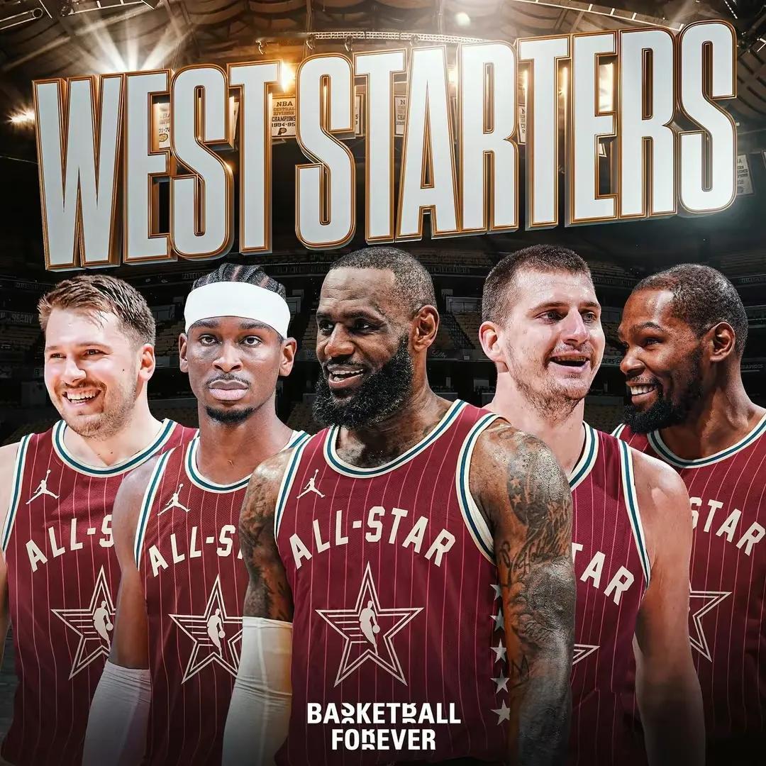 NBA全明星首发阵容是由全球球迷+NBA球员+媒体评选的赛季表现最好的球员，以入
