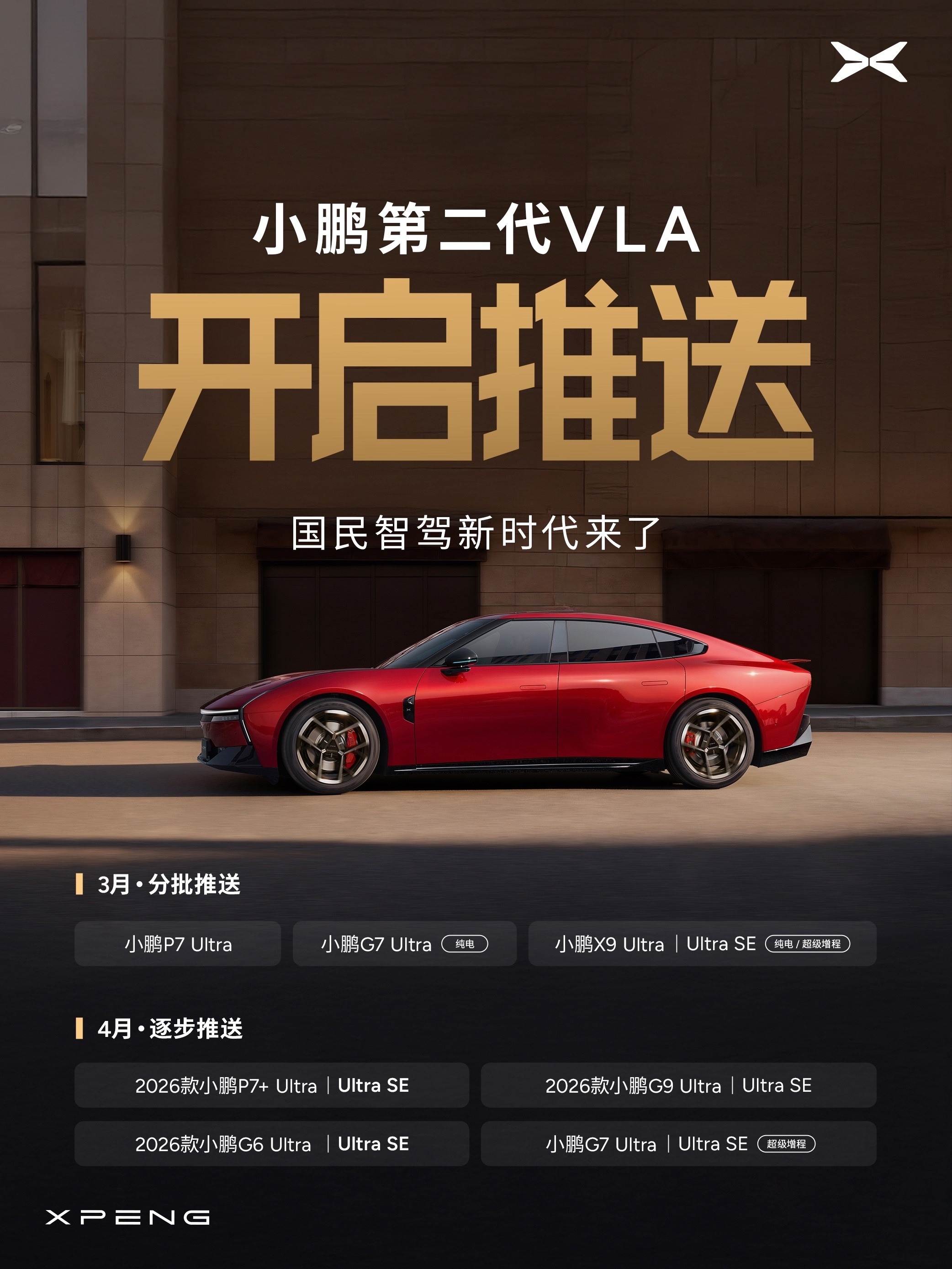 罗永浩称P7智驾开得比何小鹏好 小鹏第二代VLA开启推送，先分批推送P7 Ult