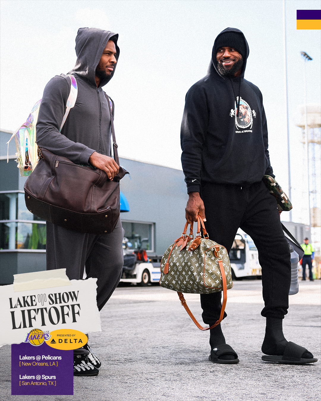 重新出发，迎接客场背靠背的挑战，老詹又得几天不能玩高尔夫模拟器了