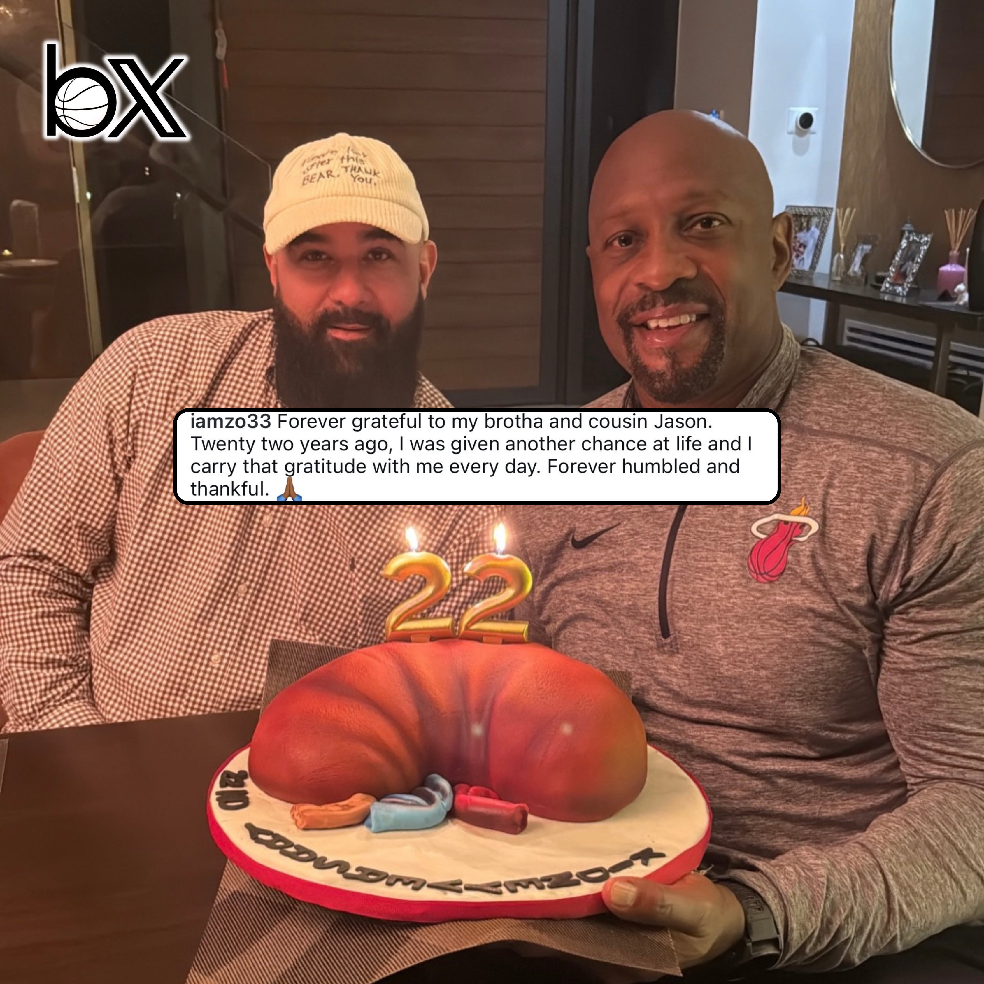 ▲阿隆佐-莫宁庆祝自己换肾成功22周年▲他表弟(旁边这位)捐给他的肾 