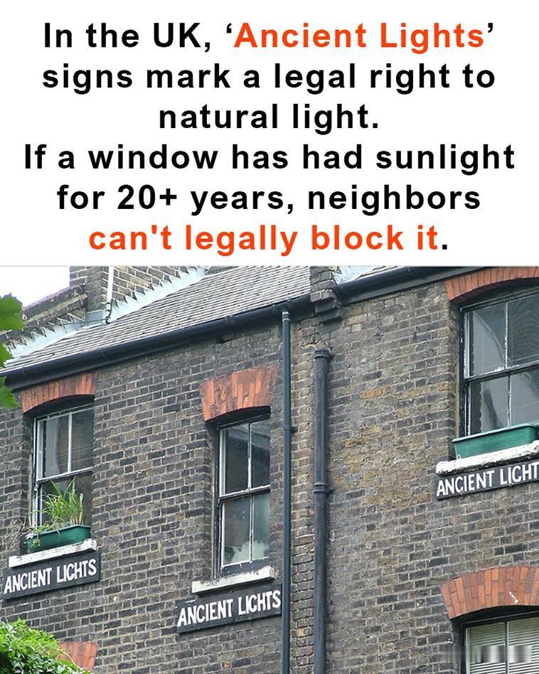 “Ancient Lights”（古光权）标志代表着英国（英格半岛及威尔士地区）