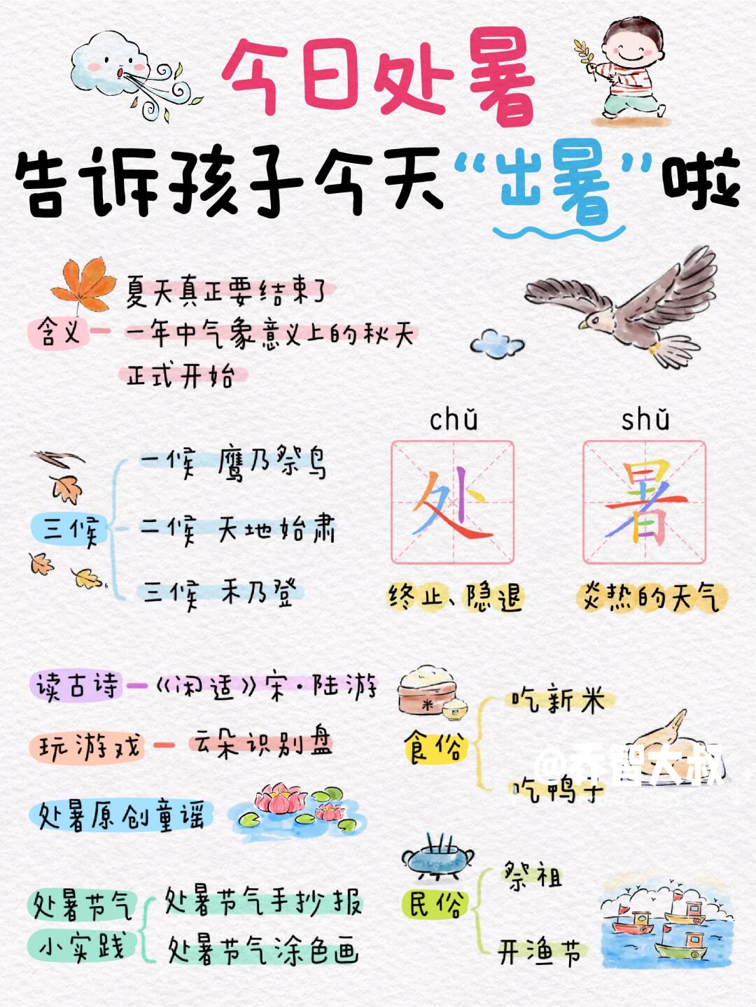 今日处暑，给孩子讲讲关于处暑的小知识