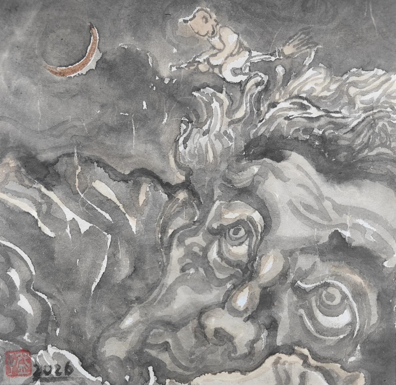 碗子的潜意识水墨《心游系列.观》