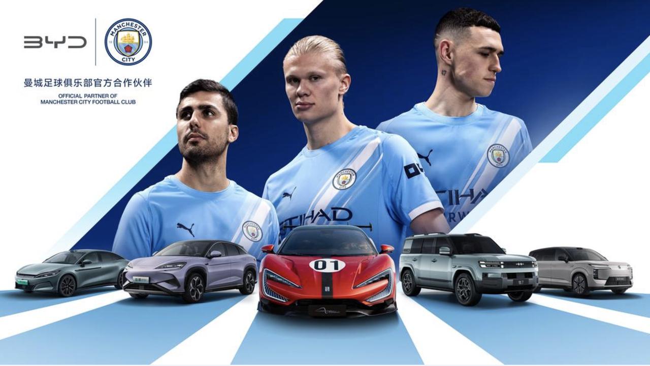 刷到比亚迪和曼城合作了，比亚迪给曼城提供车和充电设备，训练服上也会露脸，车型负责