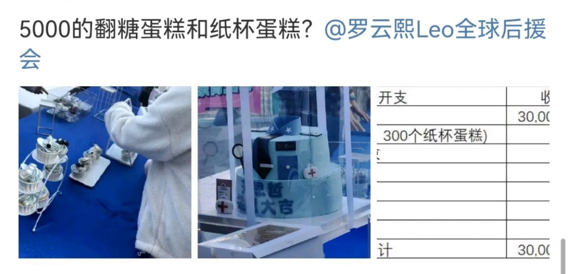 这啥意思？罗云熙后援会jz搞应援，五千的蛋糕台就这个样子？ 