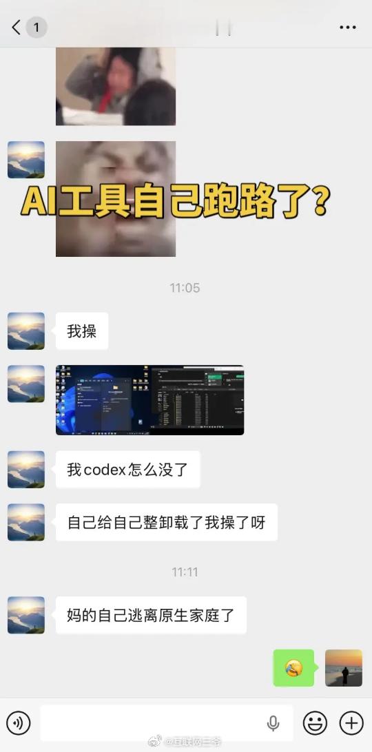 我的codex把自己卸载了 笑死个人，AI工具自己跑路了？ 