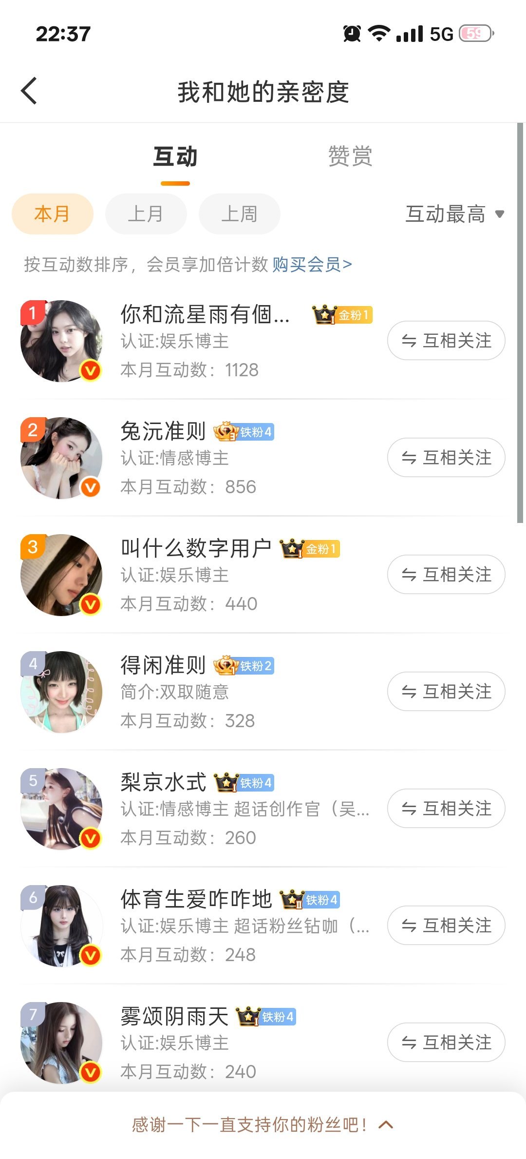 看我互动榜就知道谁最近很喜欢我 