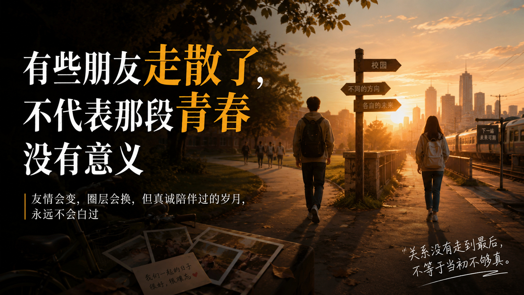 有些朋友走散了，不代表那段青春没有意义有些朋友，最后一次见面时，你根本不知道那是