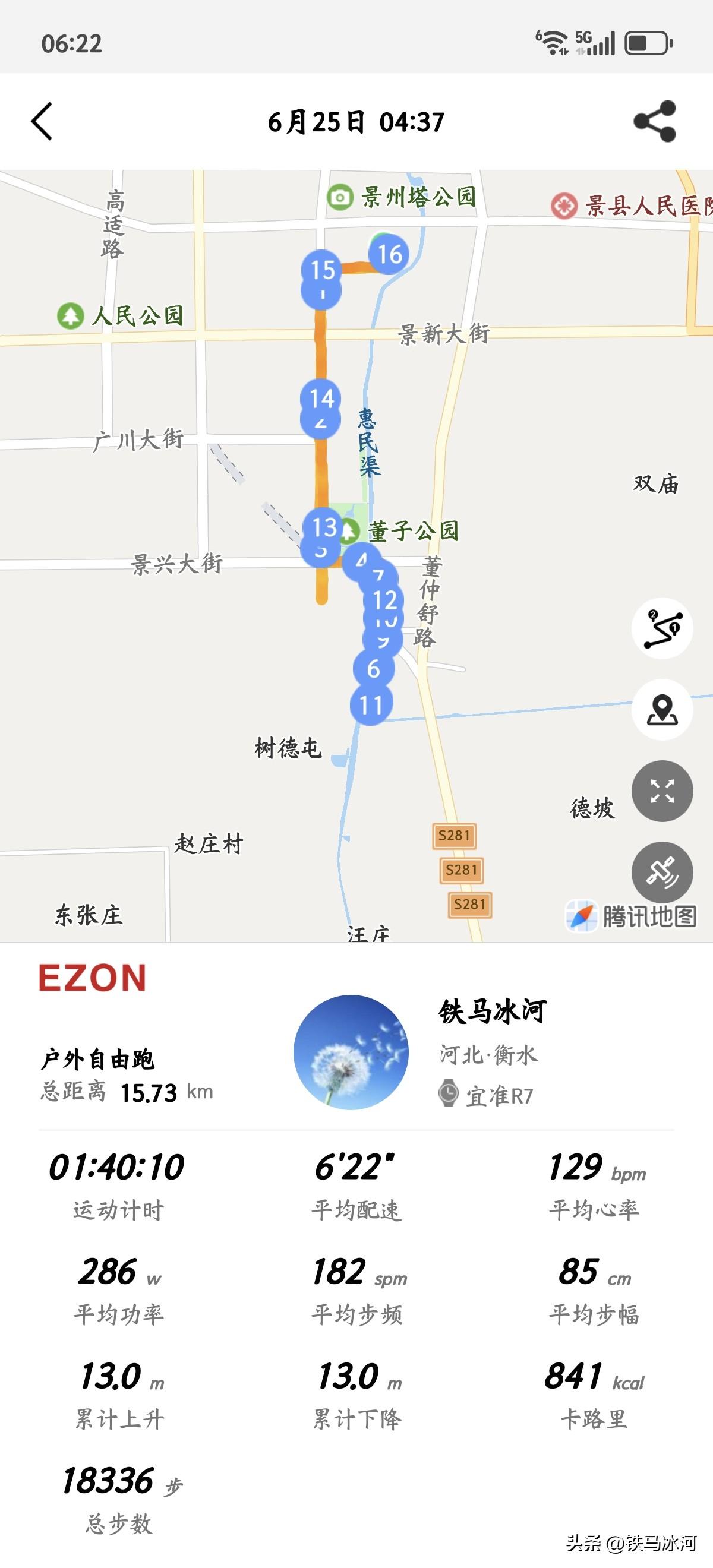 晨跑15.73公里，这数字和酒有关系，🙂可惜，老婆不让喝酒了。为了身体健康，跑