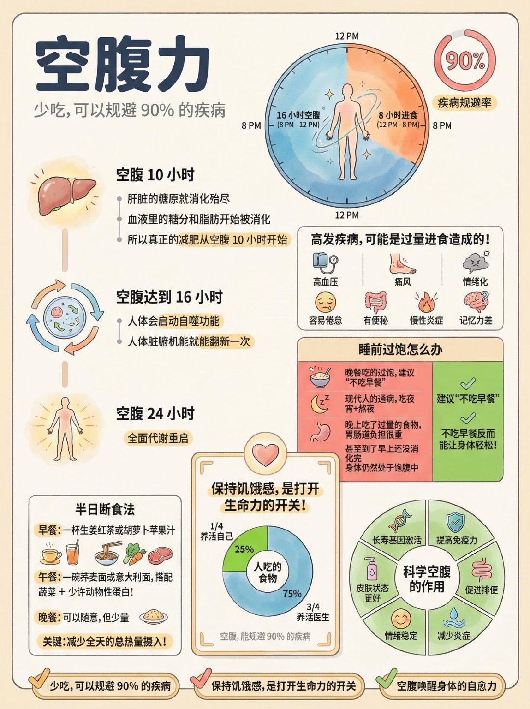 知道为什么说保持饥饿感非常重要了在8小时内把想吃的吃好，剩下16小时不吃饭，饿了