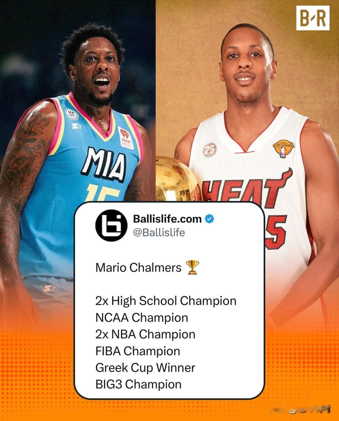 马里奥·查尔莫斯也算是NBA球员大满贯的典范了，职业生涯获得多个级别赛事的冠军！