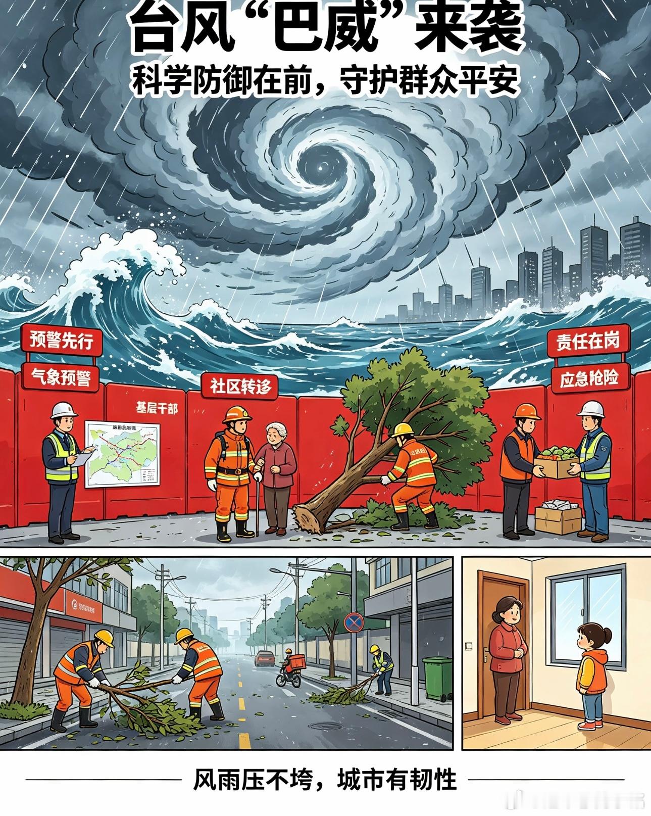 风雨共舟战台风迎战台风巴威普陀在行动 台风“巴威”步步逼近东南沿海，狂风暴雨预警