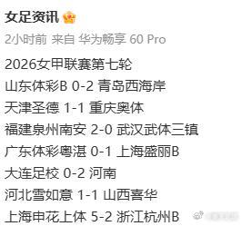 【女足黑板报】4591）  女甲第七轮战报 