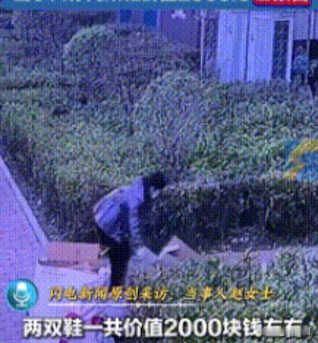 吉林松原，一位大妈进入居民楼捡纸箱，顺手拿走了业主放在门口的两双新鞋。这两双鞋价