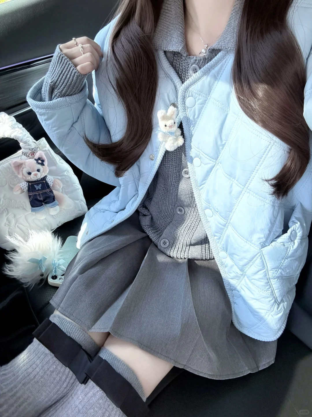 奶蓝色棉衣叠穿一下🫧☃ʚɞ