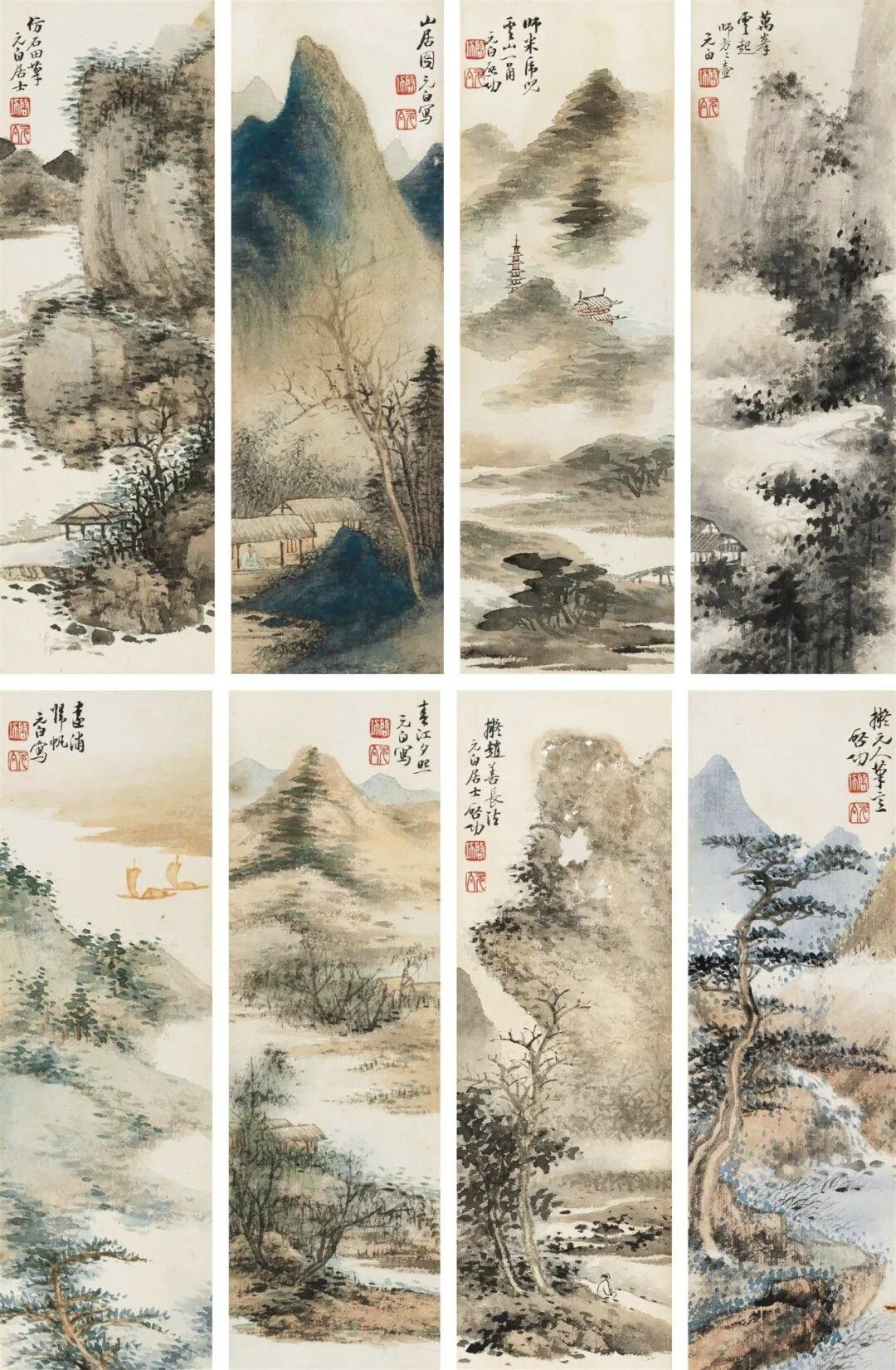 启功山水八砚屏：细微之处见精神