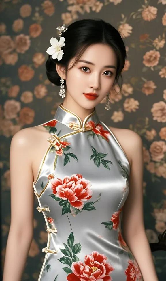 花开富贵映华服，美人如画醉芳菲花悔美女溶 红颜美女风彩 国风美俏女 玫瑰花美映人