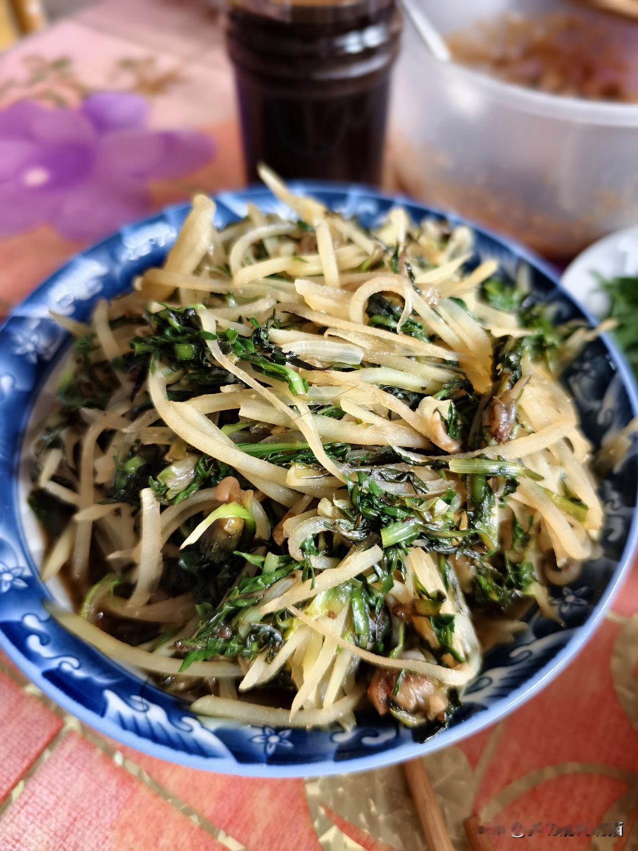 春日生活打卡季 山西偏关猫姐家春季美食，当然是野菜为主，勤快的猫爸猫妈骑着电动车