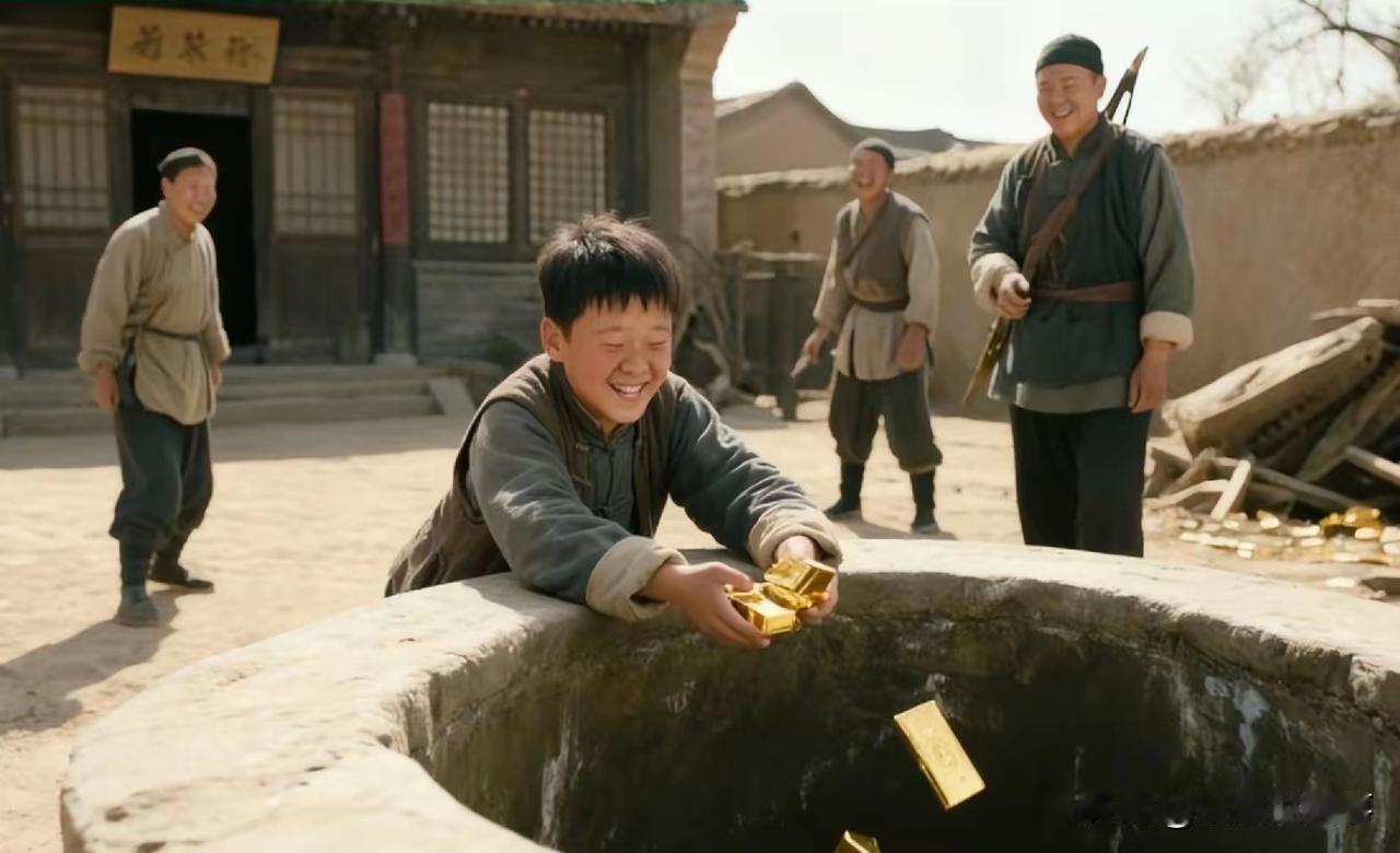 地主家傻儿子每天往井里扔金条，长工们笑他败家，土匪进村那天把家抄空了，傻儿子指着
