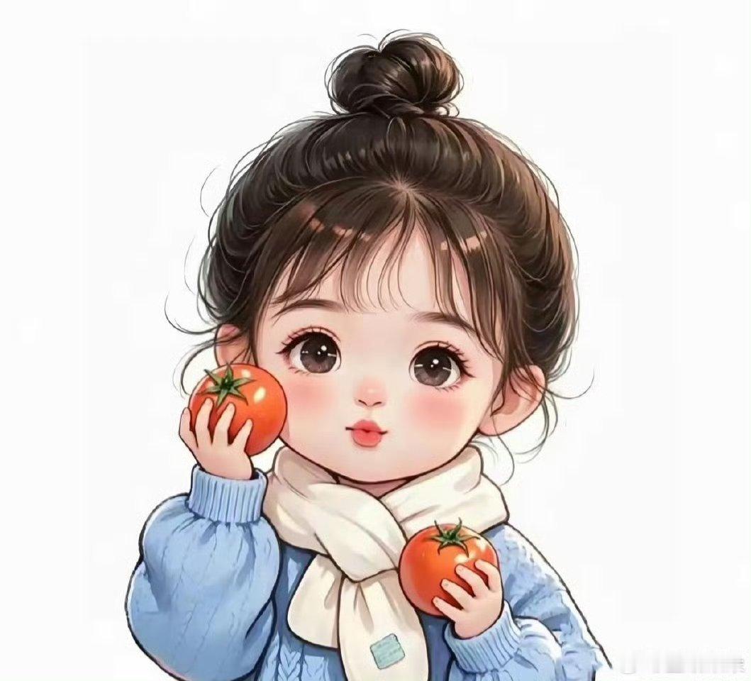 柿柿如意，好运吉祥连连. 丸子头系列卡通头像萌化你心。 
