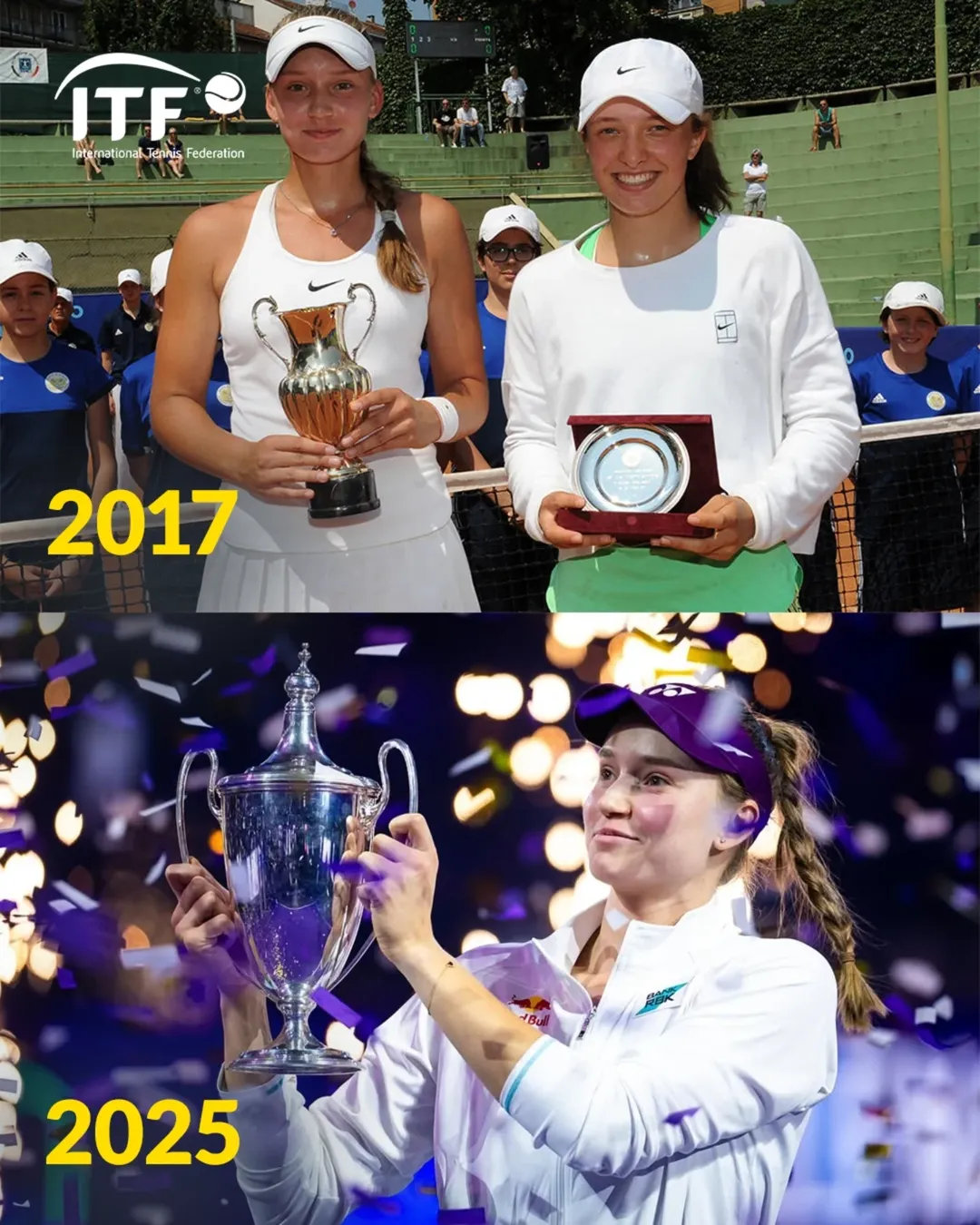 从邦菲利奥杯到如今的WTA年终总决赛冠军 ✨️一路走来，从起点到巅峰⏩️青少年网