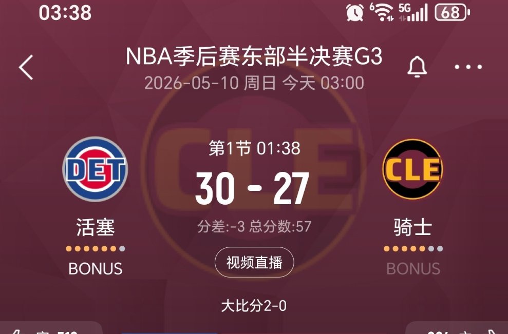搞笑！活塞vs骑士nba季后赛
