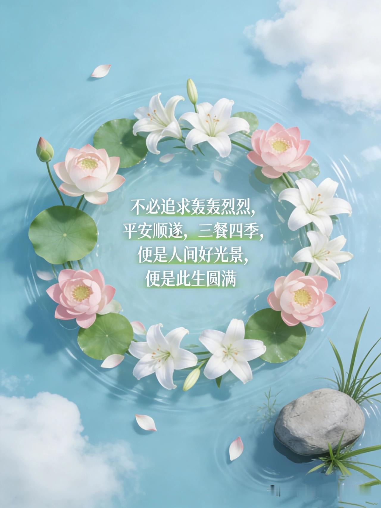 每日金句打卡签到不必追求轰轰烈烈，平安顺遂，三餐四季，便是人间好光景，便是此生圆