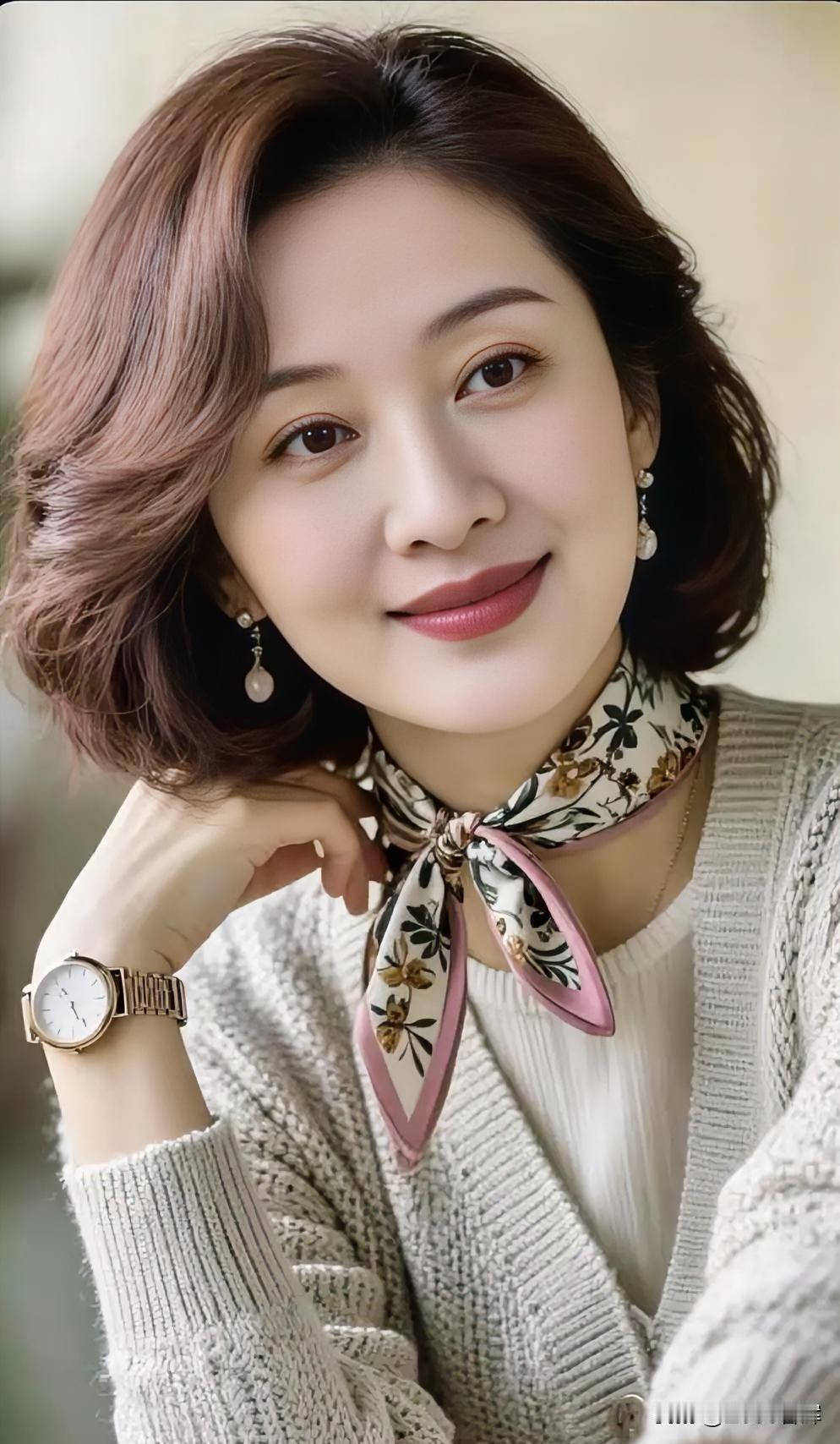 丝巾轻系温婉意，笑靥如花岁月柔。